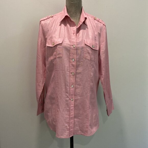 Allison Daley Pink Button Down Shirt size 10 - Picture 5 of 16